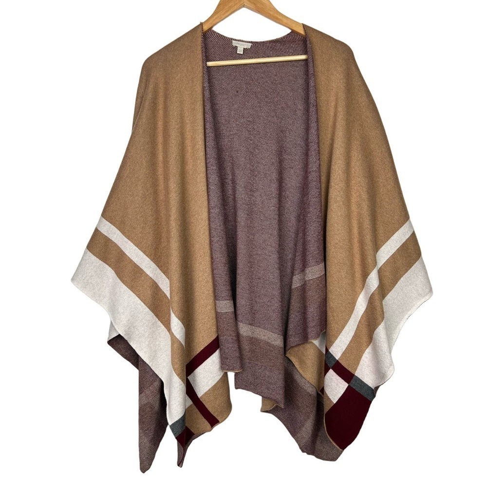 Talbot's Knit Cape-Style Cotton Blend Wrap Open Cape One Size Flowy Classy